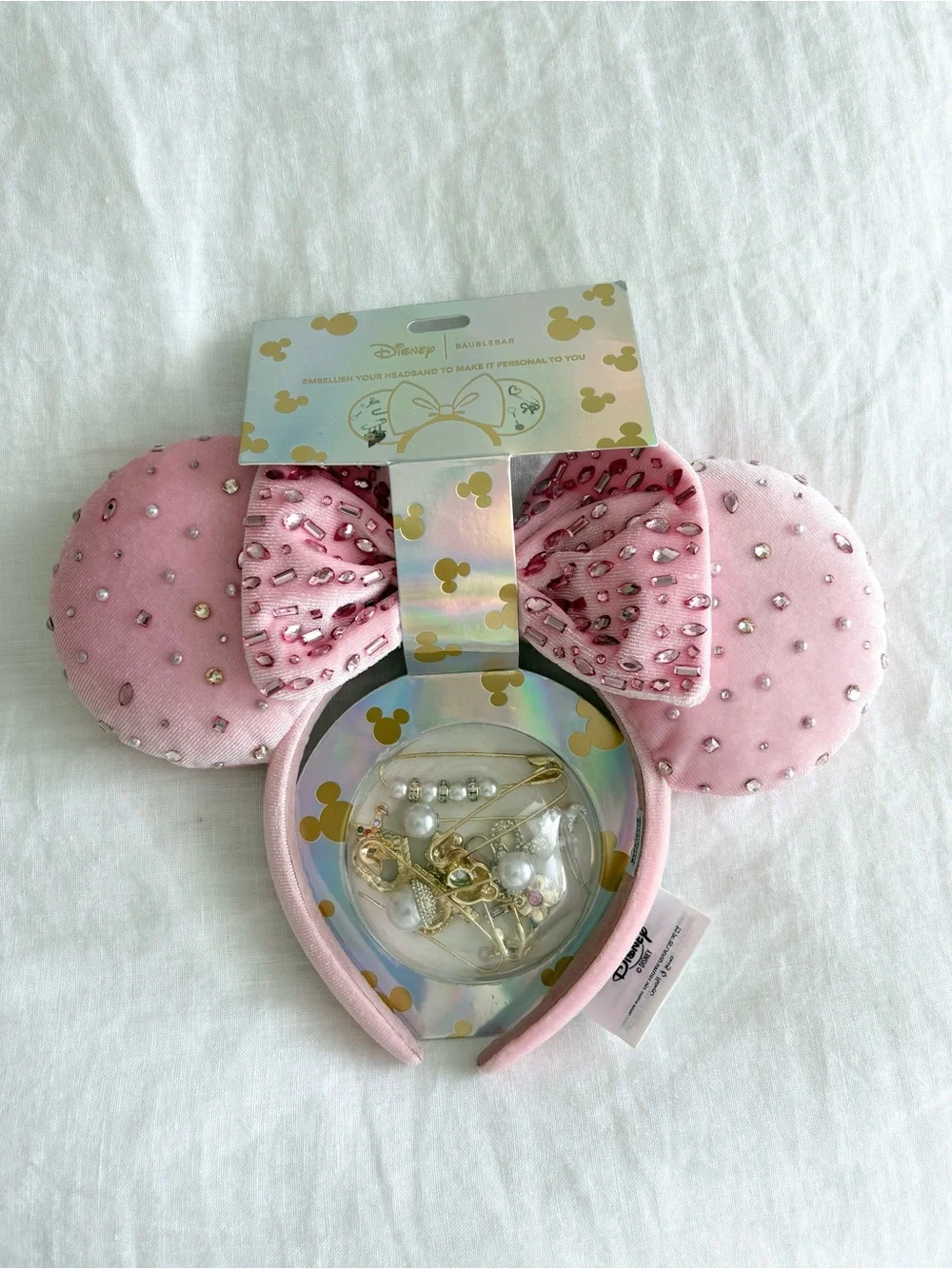 NWT Pink Minnie Mouse Custom Charm Ear Headband by BaubleBar